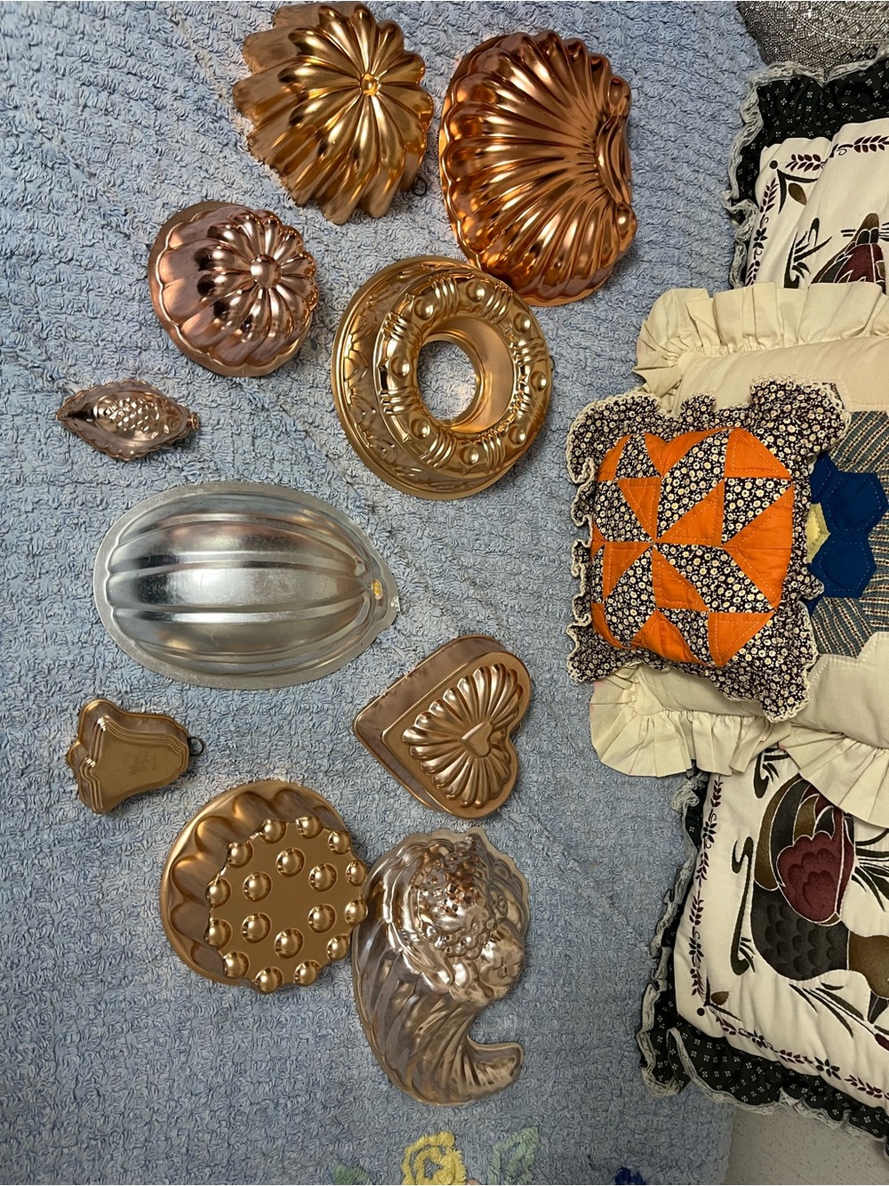 Vintage Copper and Silver Mold Set - Decorative Baking Molds
